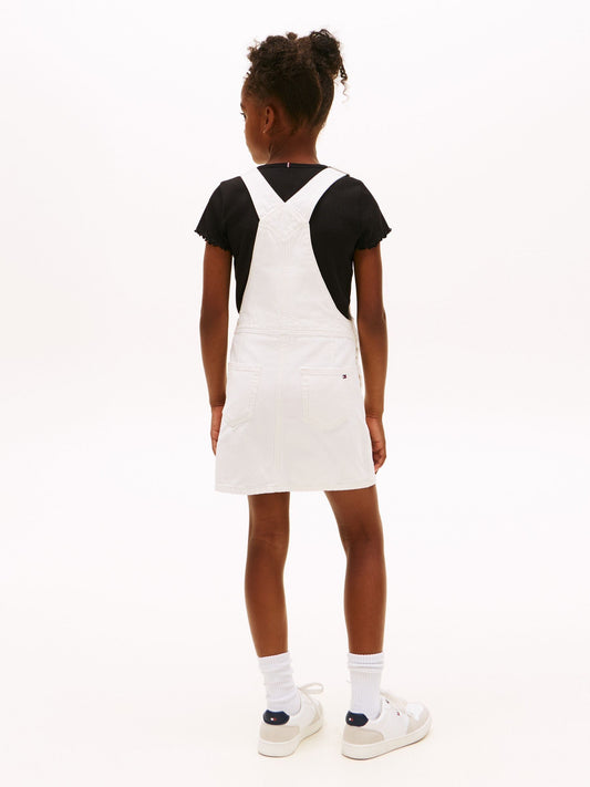 Dsiney Kidz - Tommy Hilfiger White Heritage Logo Pocket Denim Dungaree Dress image 2