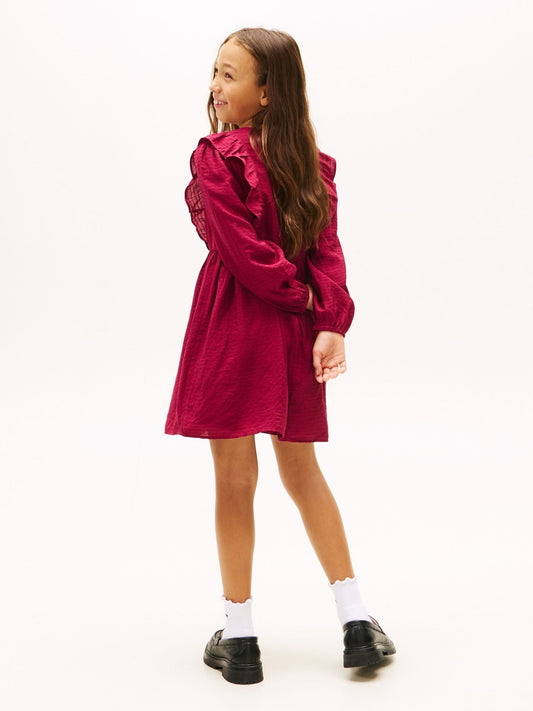 Dsiney Kidz - Tommy Hilfiger Pink Festive Ruffle Long Sleeve A-Line Dress image 2