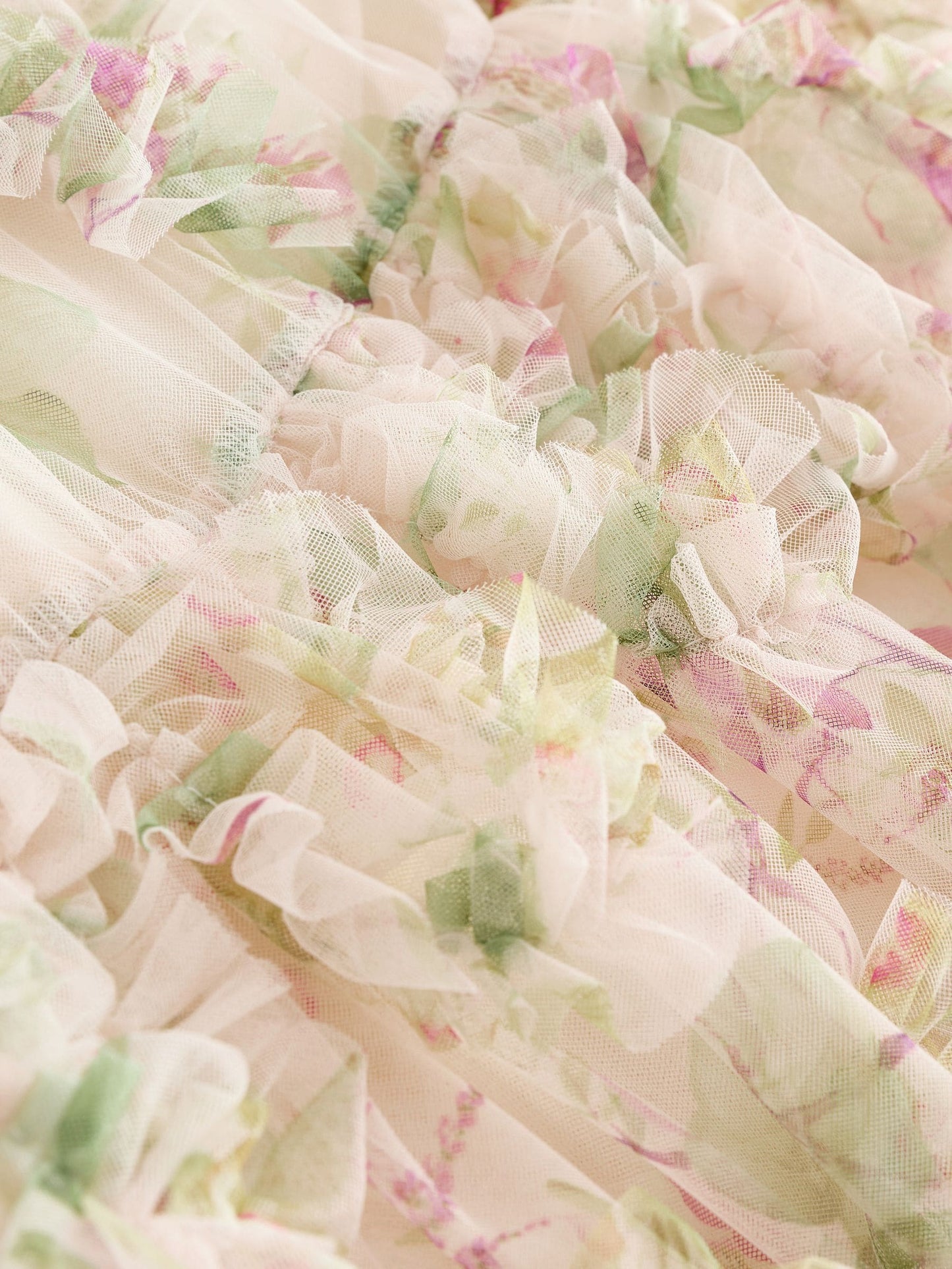 Cream/Pink Floral Floral 3D Ruffle Mesh Occasion Dress (3-16yrs) image 7
