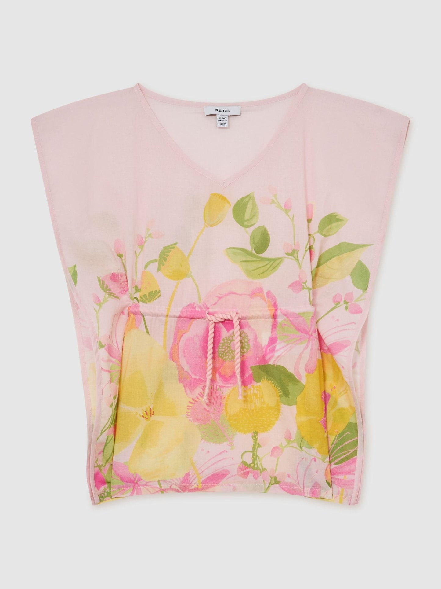 Reiss Pink Print Kila 3-9 yrs Cotton Floral-Print Kaftan image 1