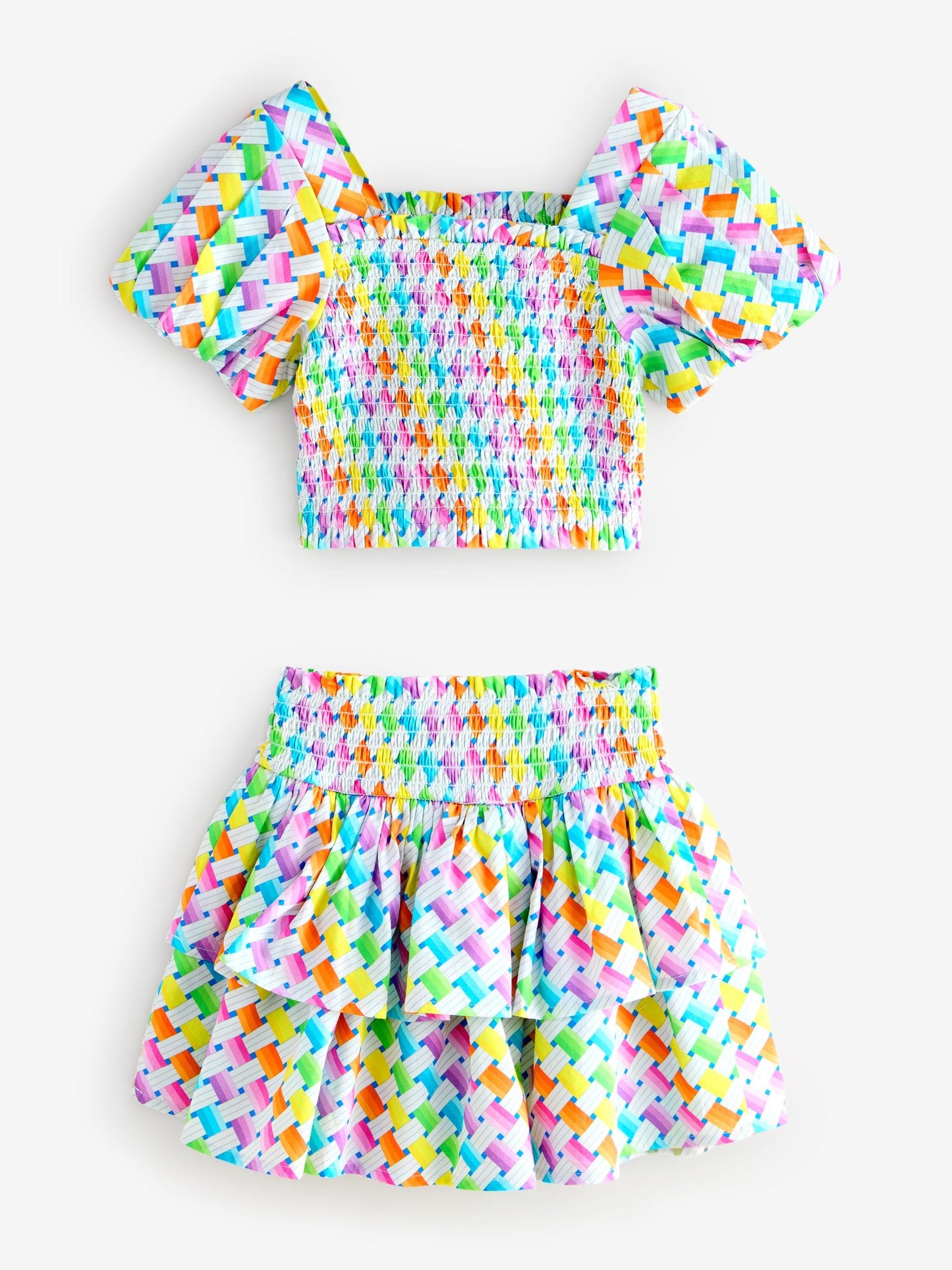 Dsiney Kidz - Olivia Rubin Shirred Puff Sleeve Multi Top & Tiered Skirt Set 2 Piece image 10