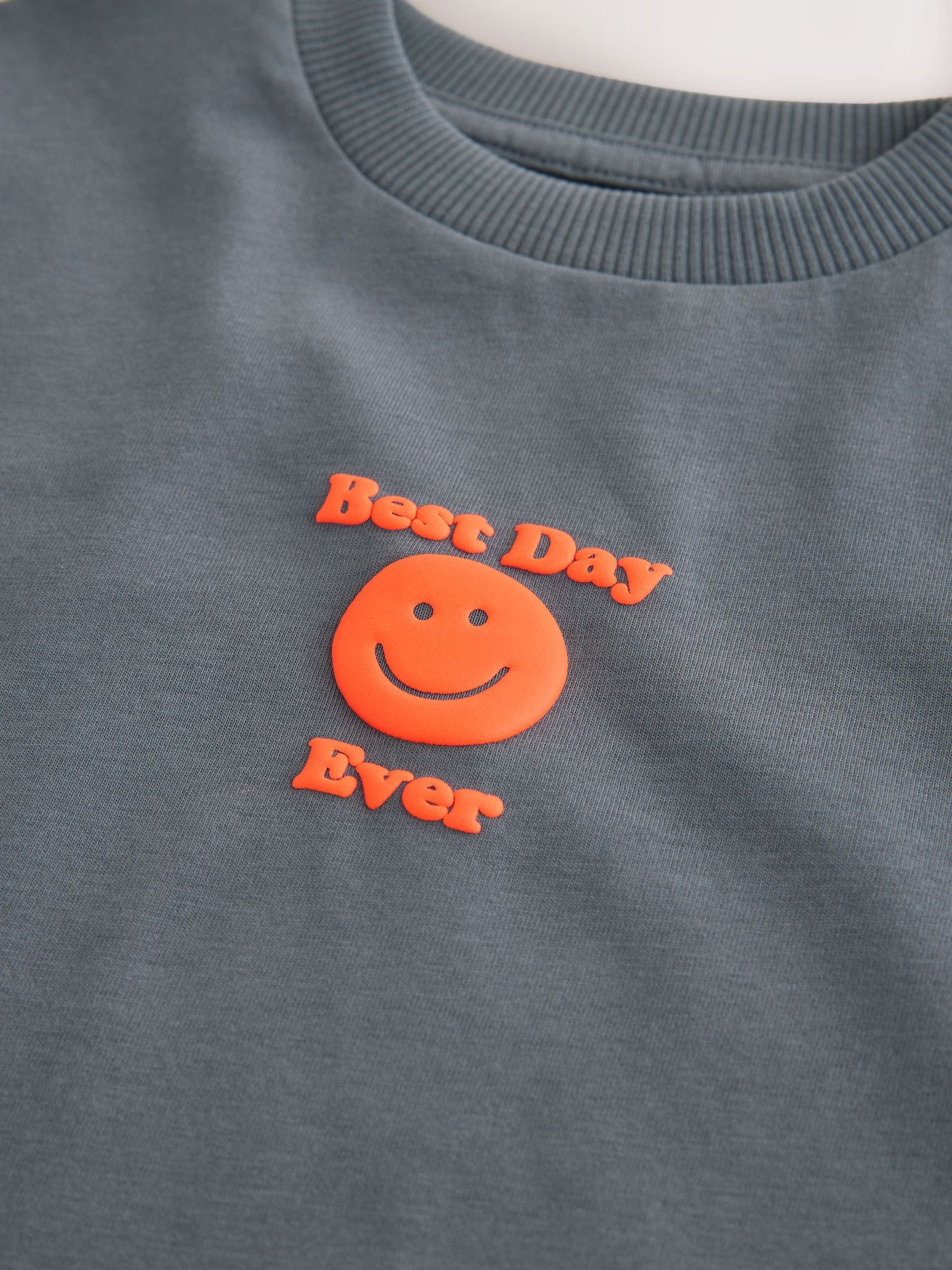 Charcoal Grey Smile Long Sleeve Small Graphic Printed T-Shirt (3mths-7yrs) image 7