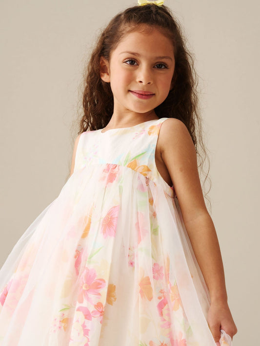 Dsiney Kidz - Angel & Rocket Cream April Organza Overlay Print Dress image 2