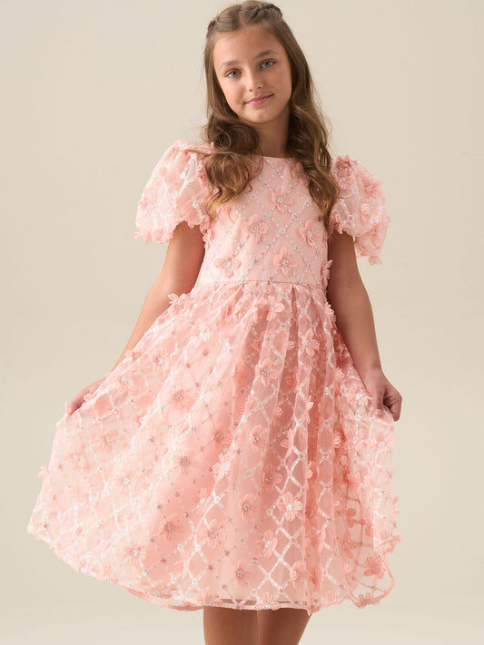 Dsiney Kidz - Angel & Rocket Pink Francine Embellished Puff Sleeve Dress image 2