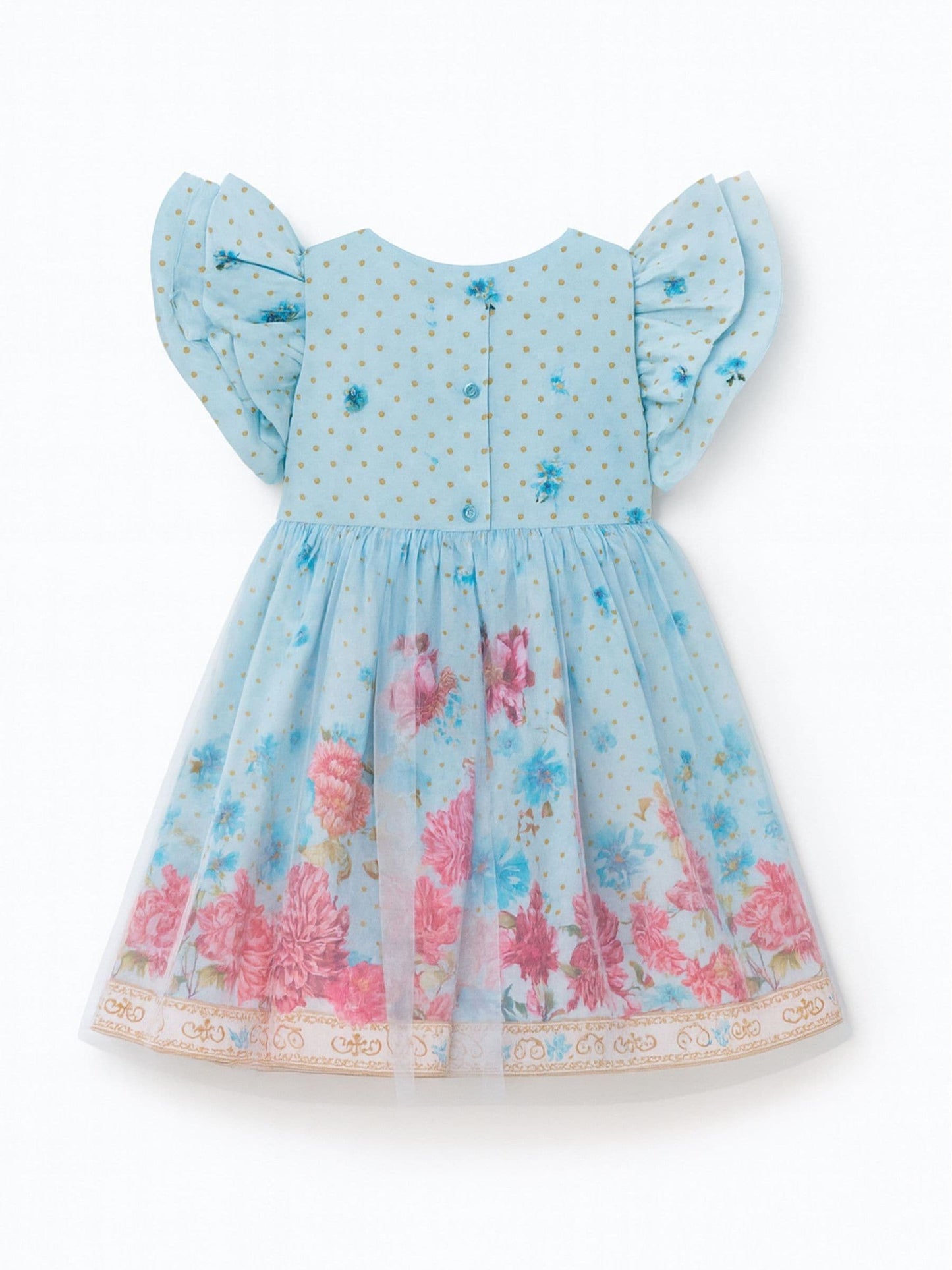 Dsiney Kidz - Angel & Rocket Blue Izzy Printed Tulle Ruffle Sleeve Dress image 6