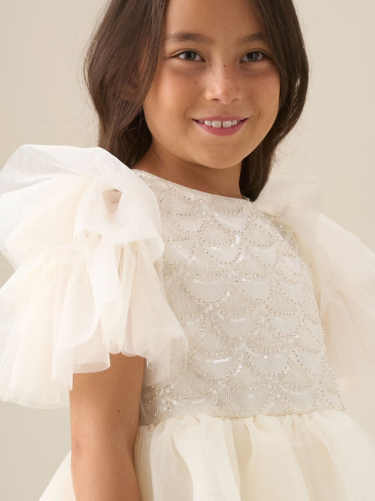 Dsiney Kidz - Angel & Rocket White Tiffany Ivory Beaded Tiered Tulle Dress image 2