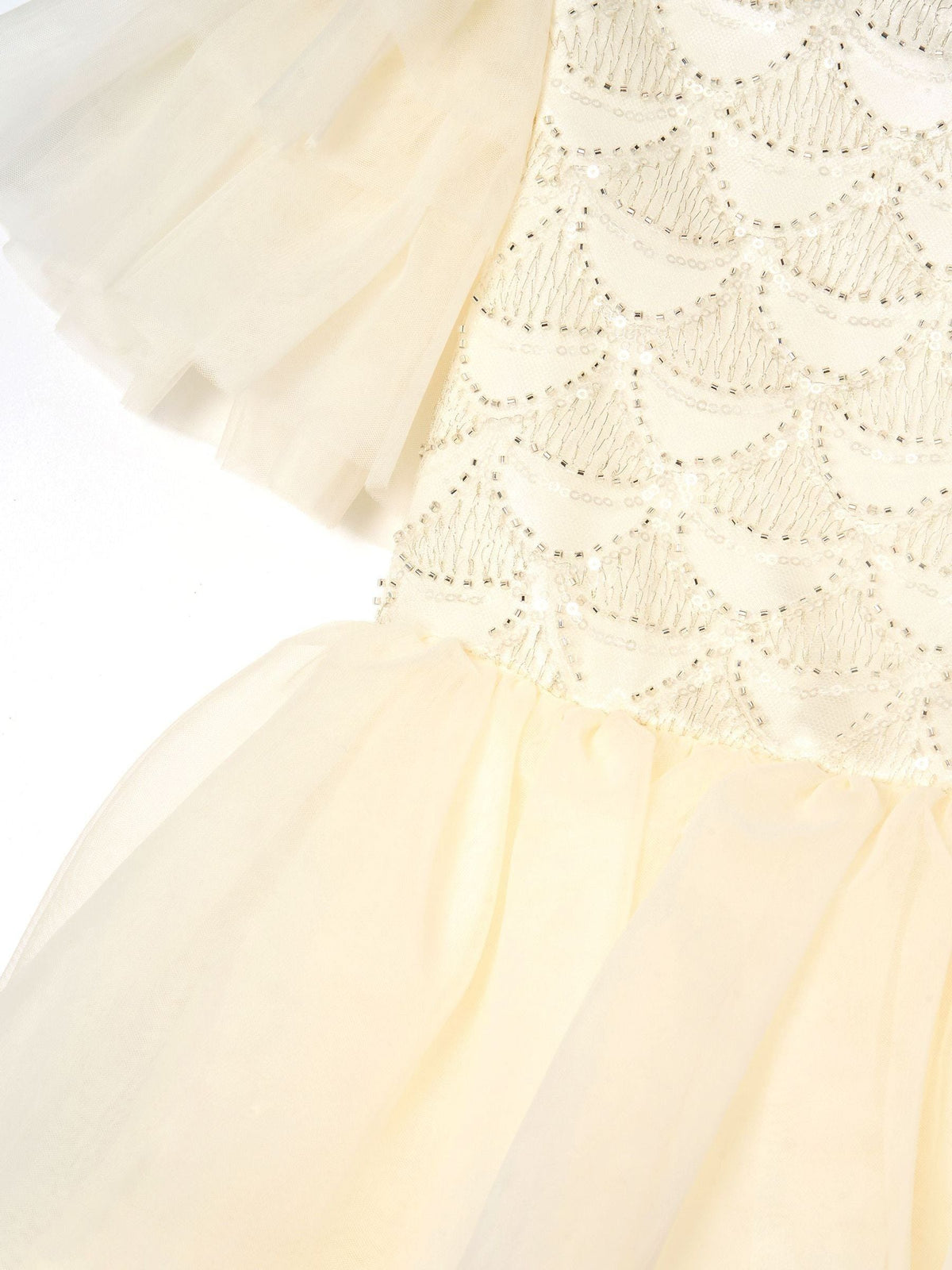 Dsiney Kidz - Angel & Rocket White Tiffany Ivory Beaded Tiered Tulle Dress image 7