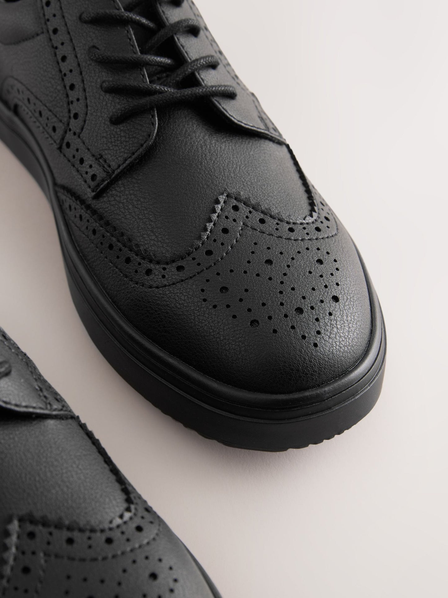 Black Lace-up Brogue School Shoes image 5