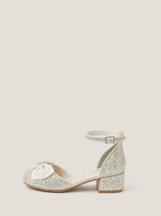 Monsoon Ivory Bow Glitter Chunky Heels image 2
