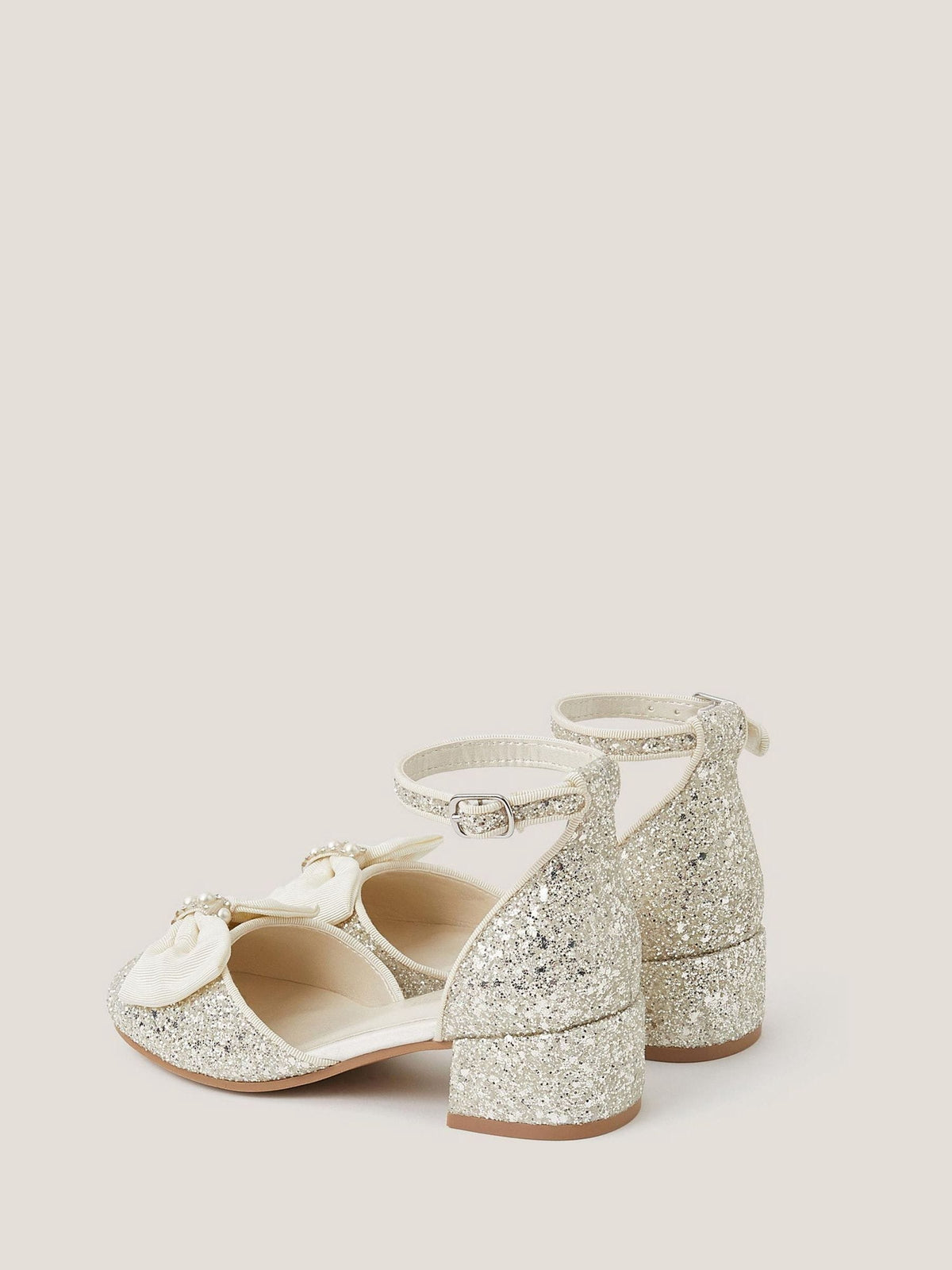Monsoon Ivory Bow Glitter Chunky Heels image 3