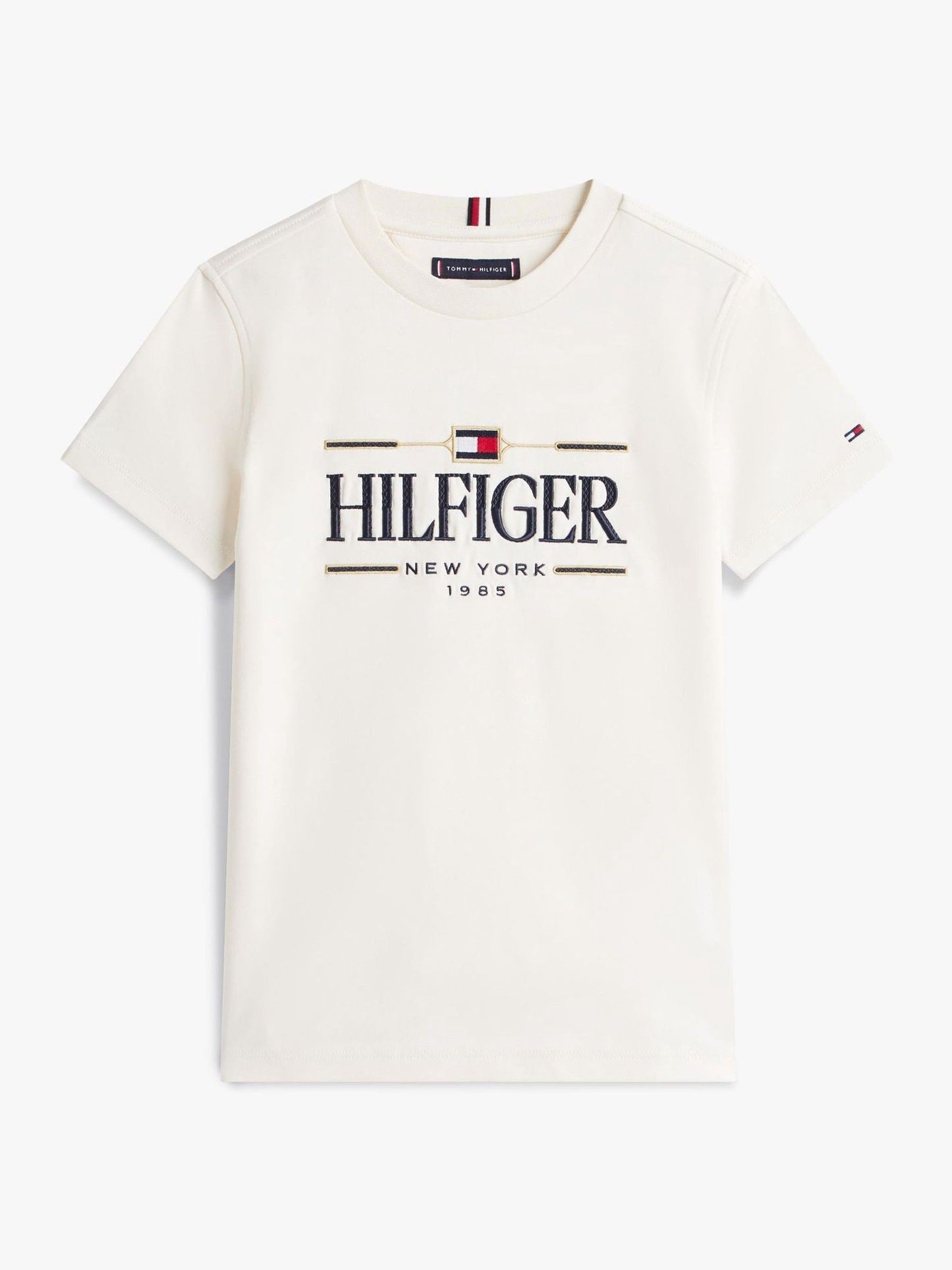 Tommy Hilfiger White Logo Embroidery Interlock Knit T-Shirt image 6