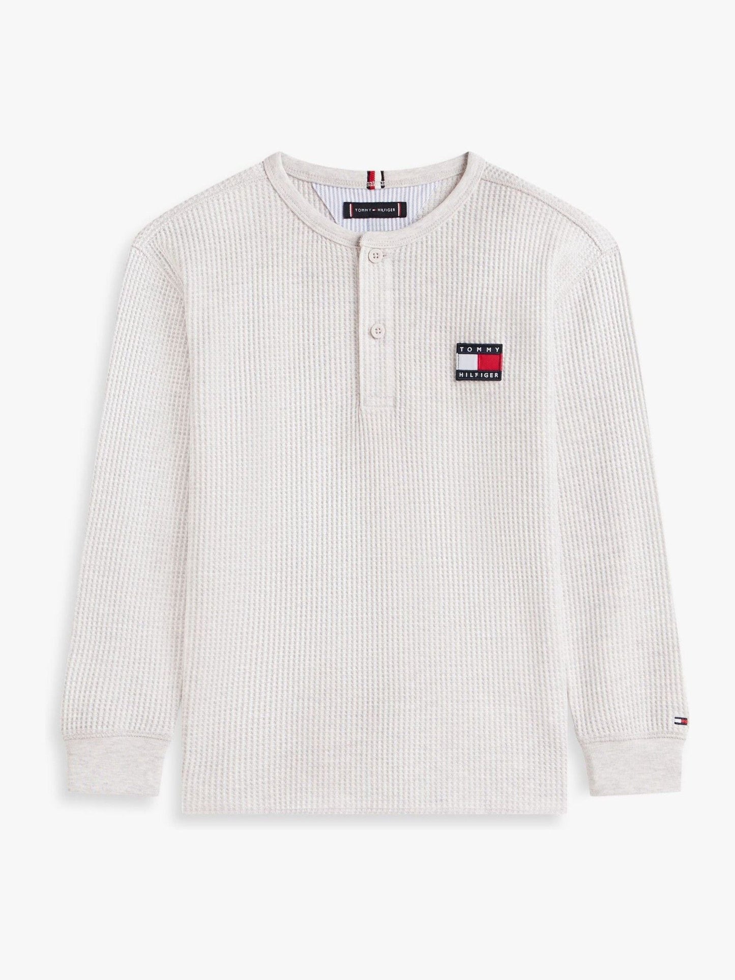 Tommy Hilfiger Grey Waffle Knit Henley Long Sleeve T-Shirt image 5