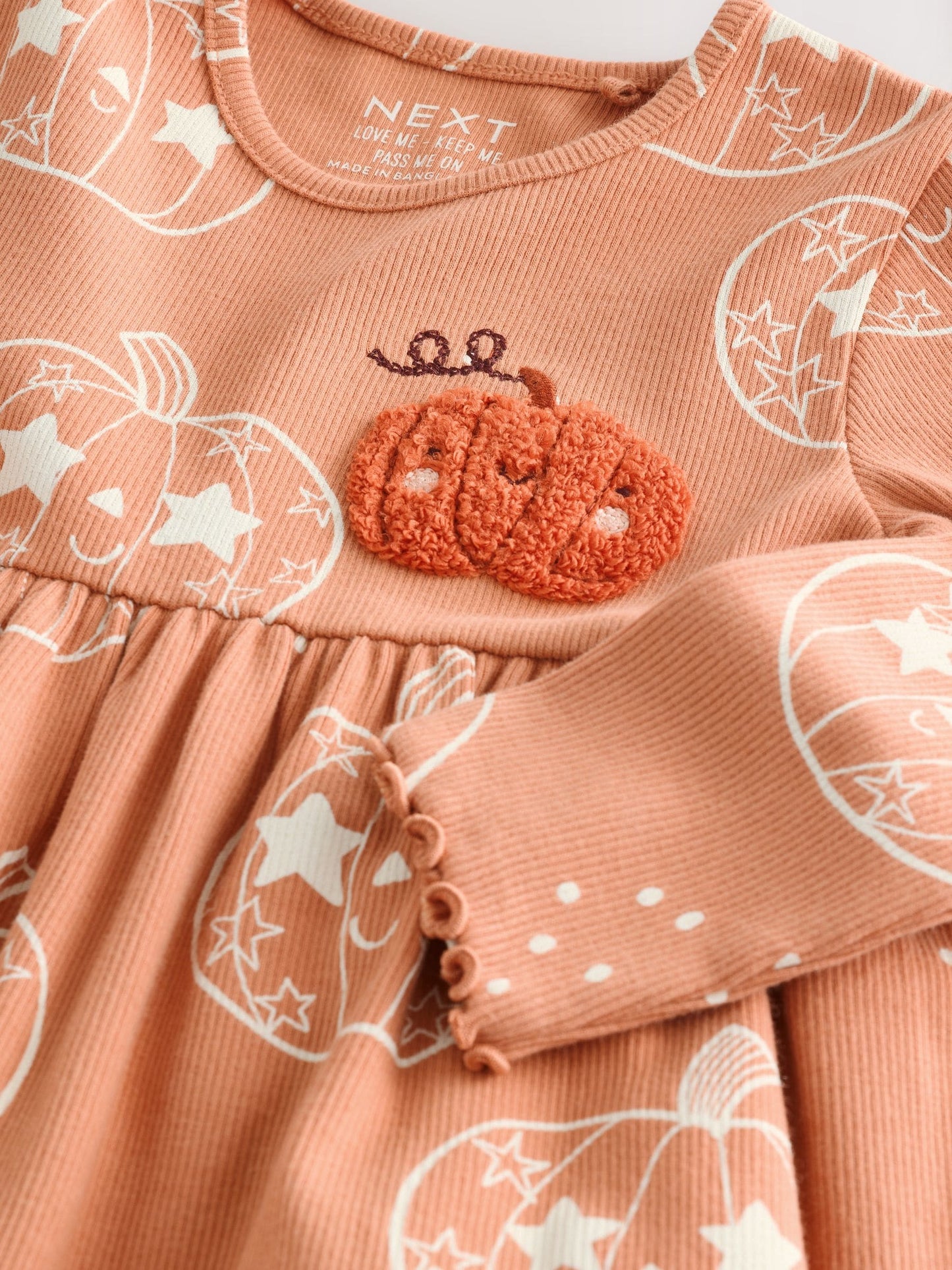 Dsiney Kidz - Orange Halloween Pumpkin Long Sleeve Ribbed Dress (3mths-7yrs) image 7