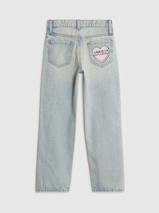 Dsiney Kidz - River Island Blue Loveheart Graffiti Straight Leg Jeans image 2