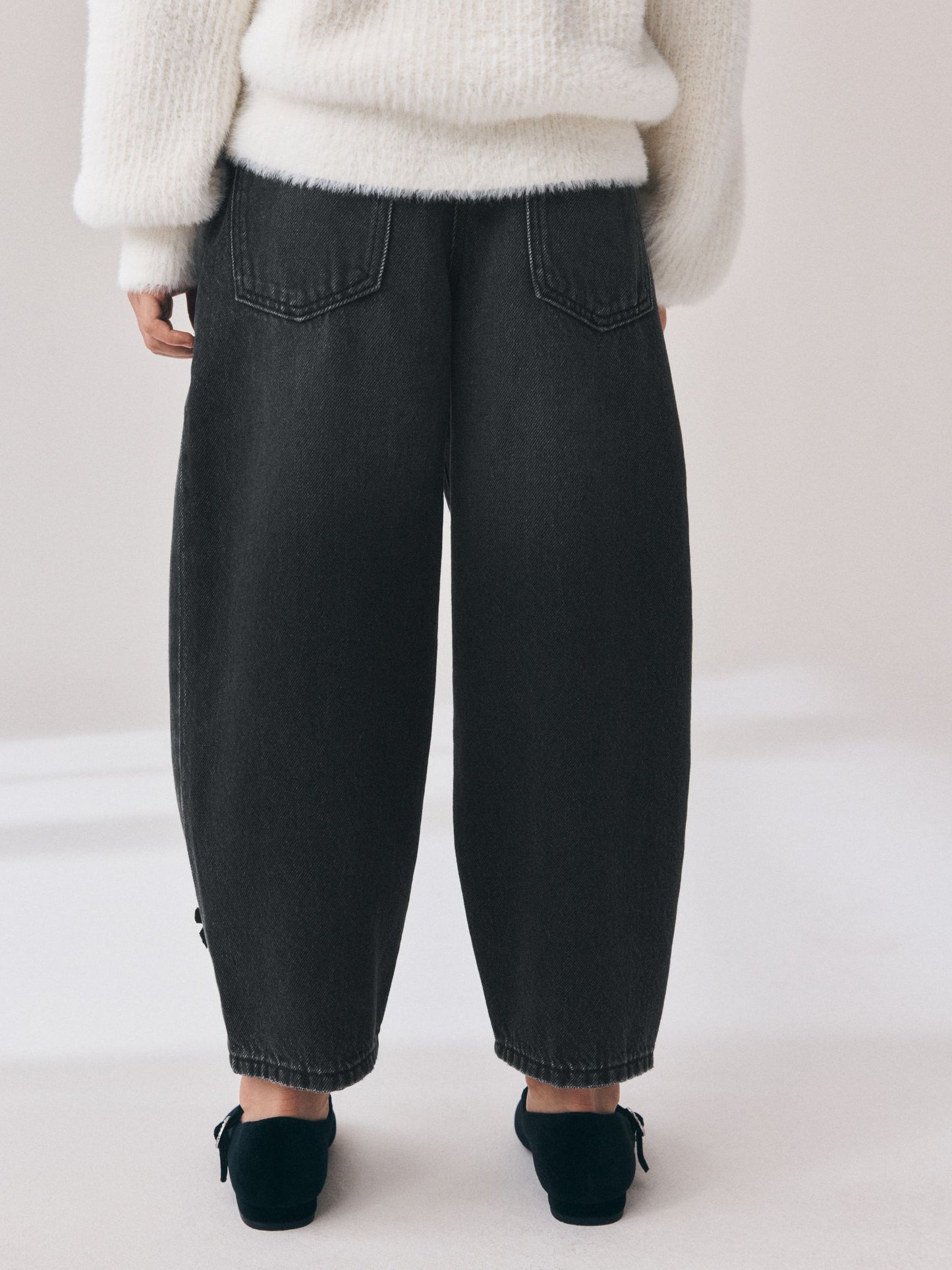Dsiney Kidz - Charcoal Velvet Bow Barrel Jeans (3-16yrs) image 4