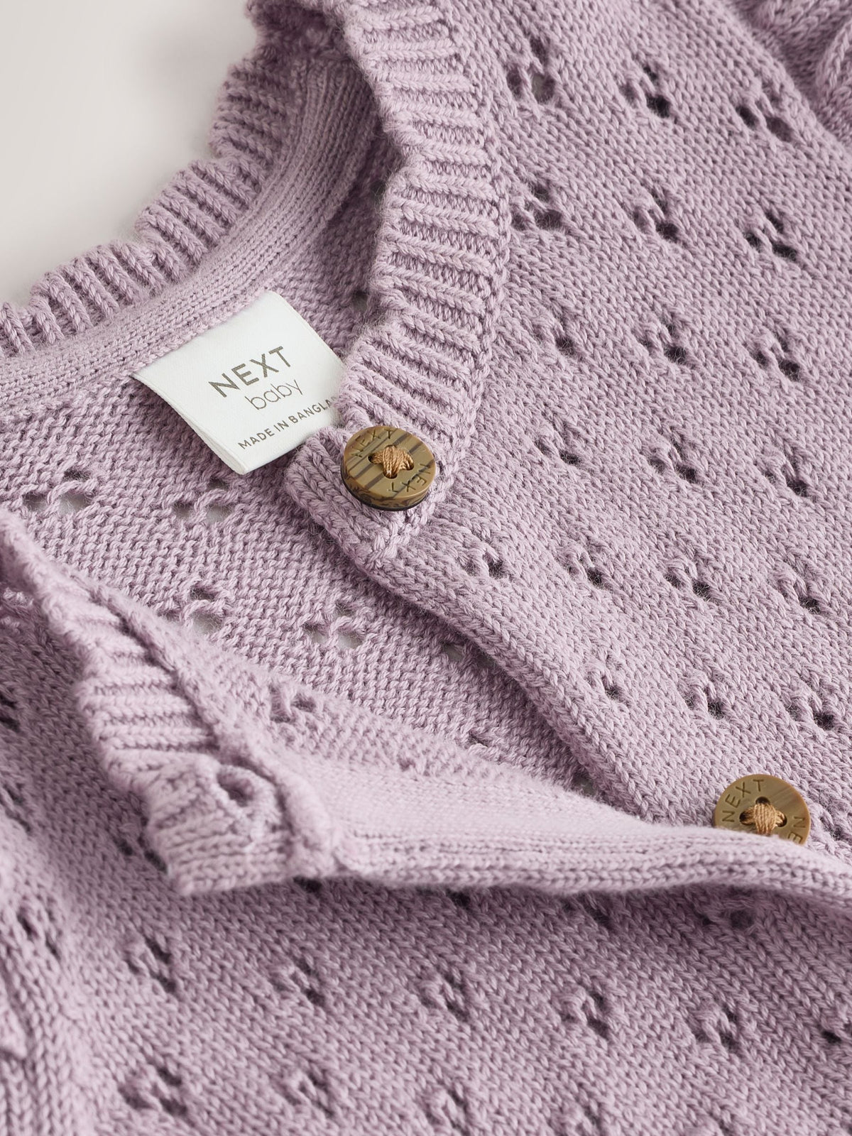 Dsiney Kidz - Lilac Purple Pointelle Knitted Frill Shoulder Baby Dress (0mths-2yrs) image 6