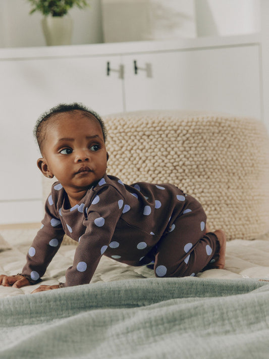 Dsiney Kidz - Chocolate Brown Spot Printed Rib Top and Leggings Baby Set 2 Piece (0mths-2yrs) image 2