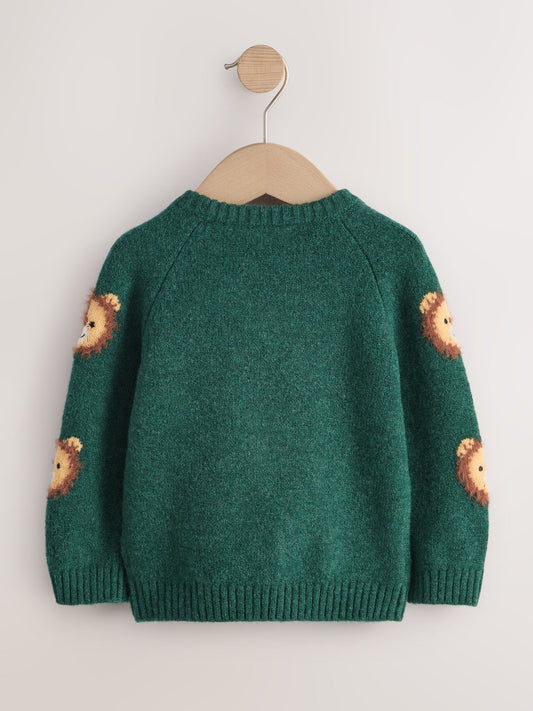 Dsiney Kidz - Green Lion All Over Character Knitted Crew Neck Jumper (3mths-7yrs) image 2