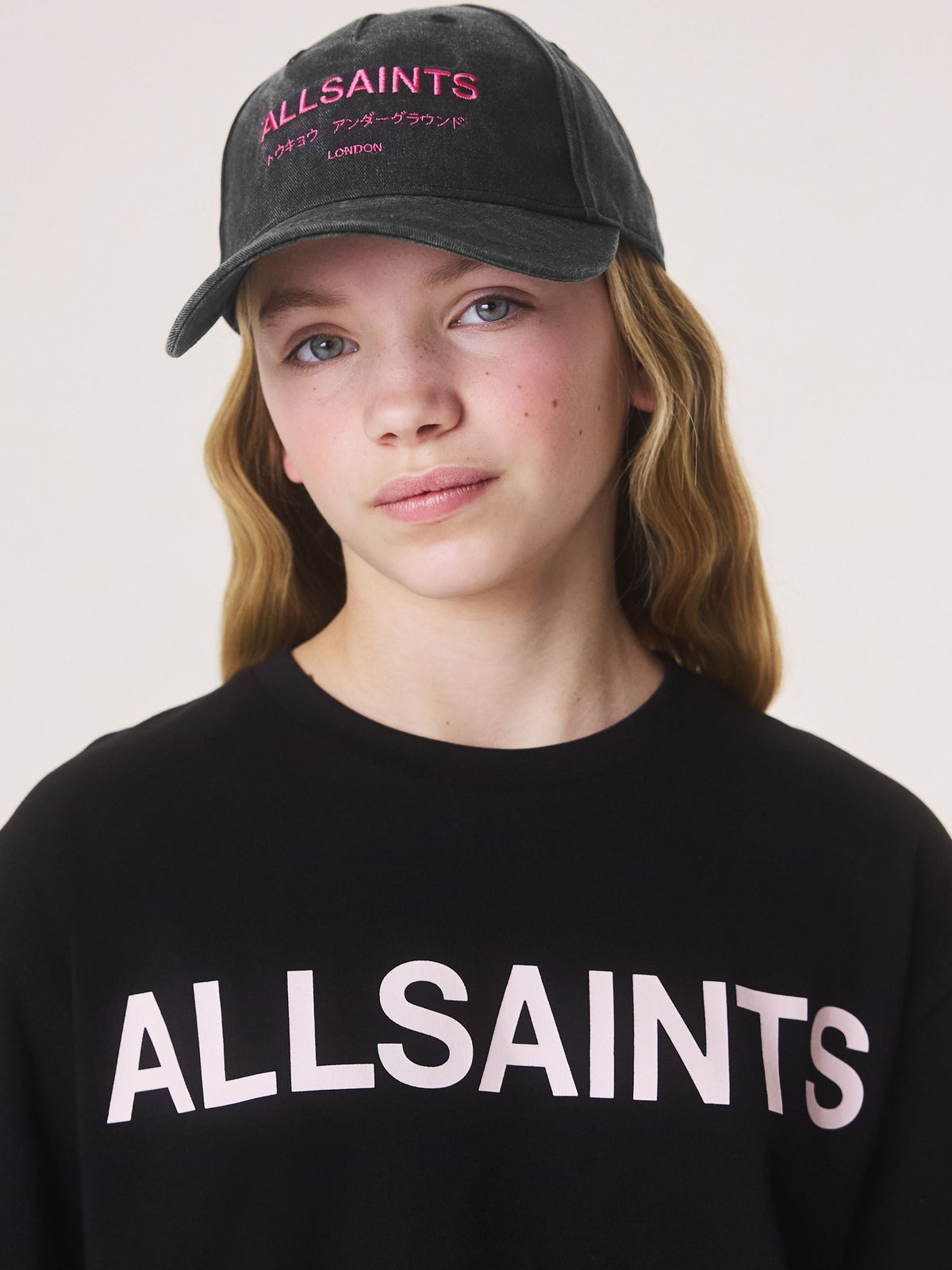 smALLSAINTS Black/Pink Logo Baseball Cap image 3