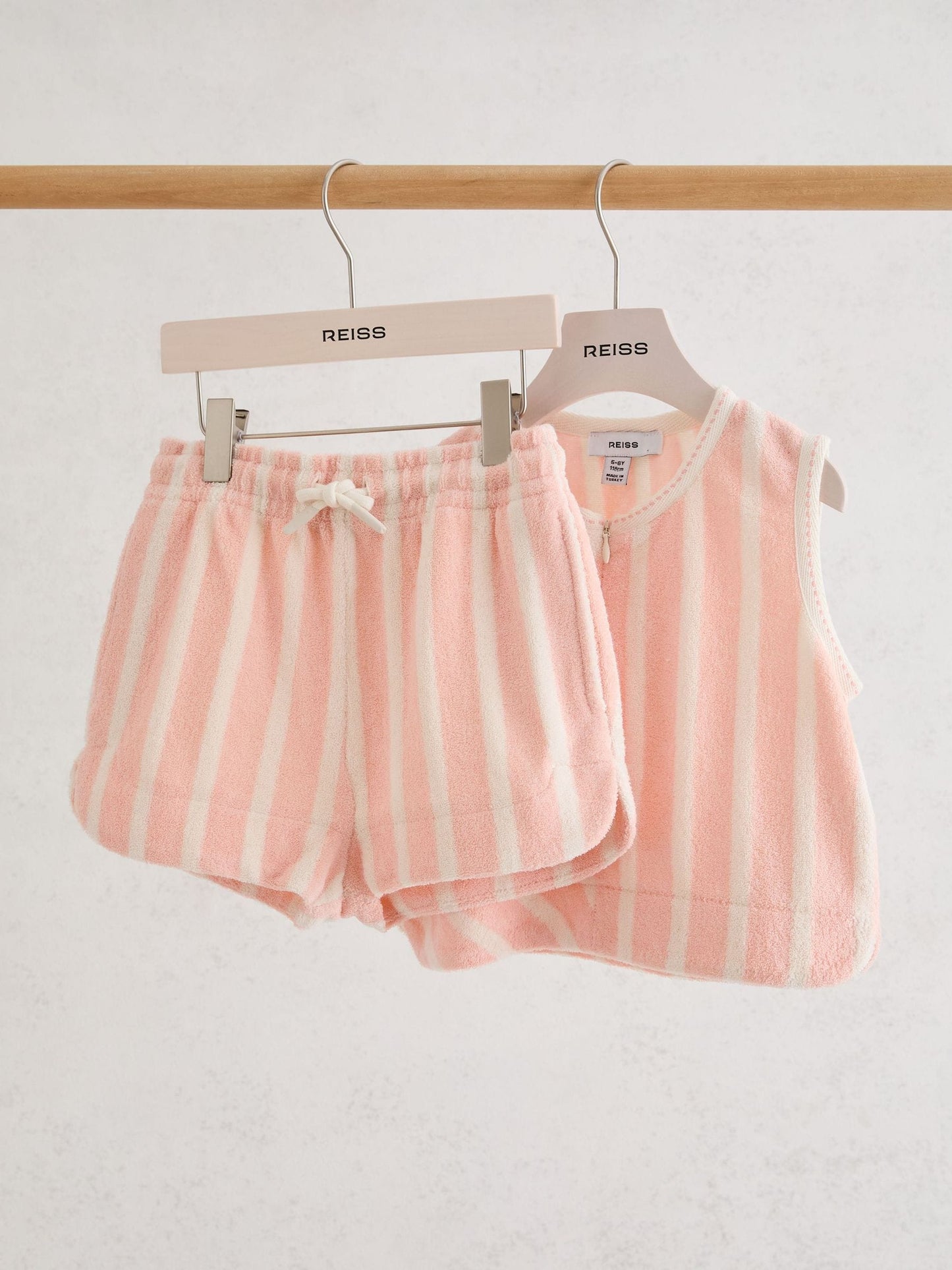Reiss Peach Bay 3-9 yrs Towelling Stripe Top and Shorts Set image 3