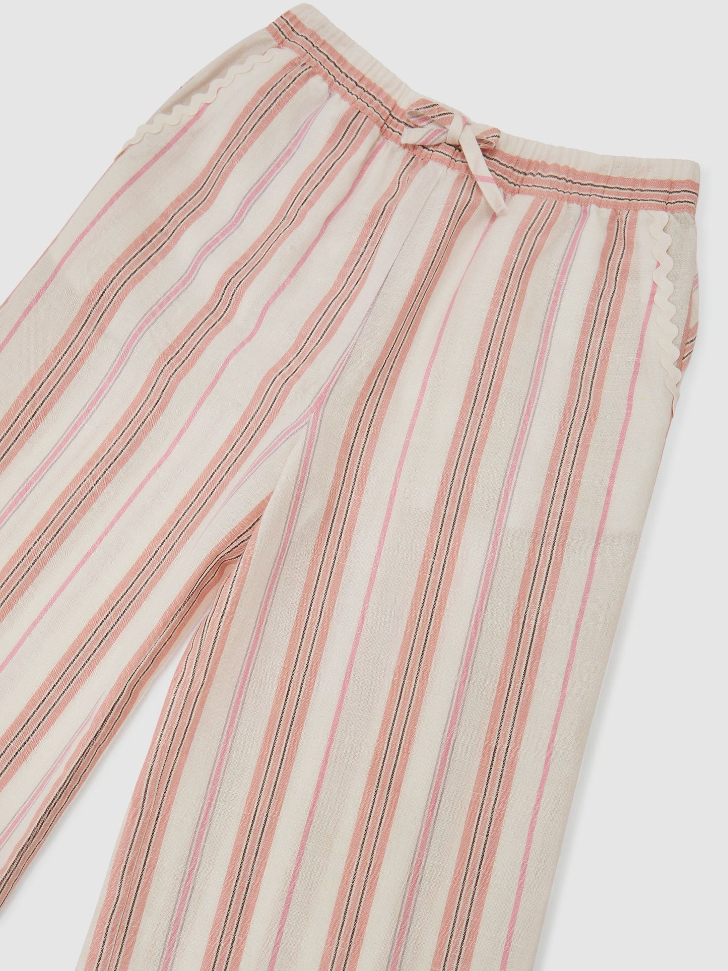 Reiss Pink Cleo 3-9 yrs Cotton-Linen Drawstring Trousers image 3