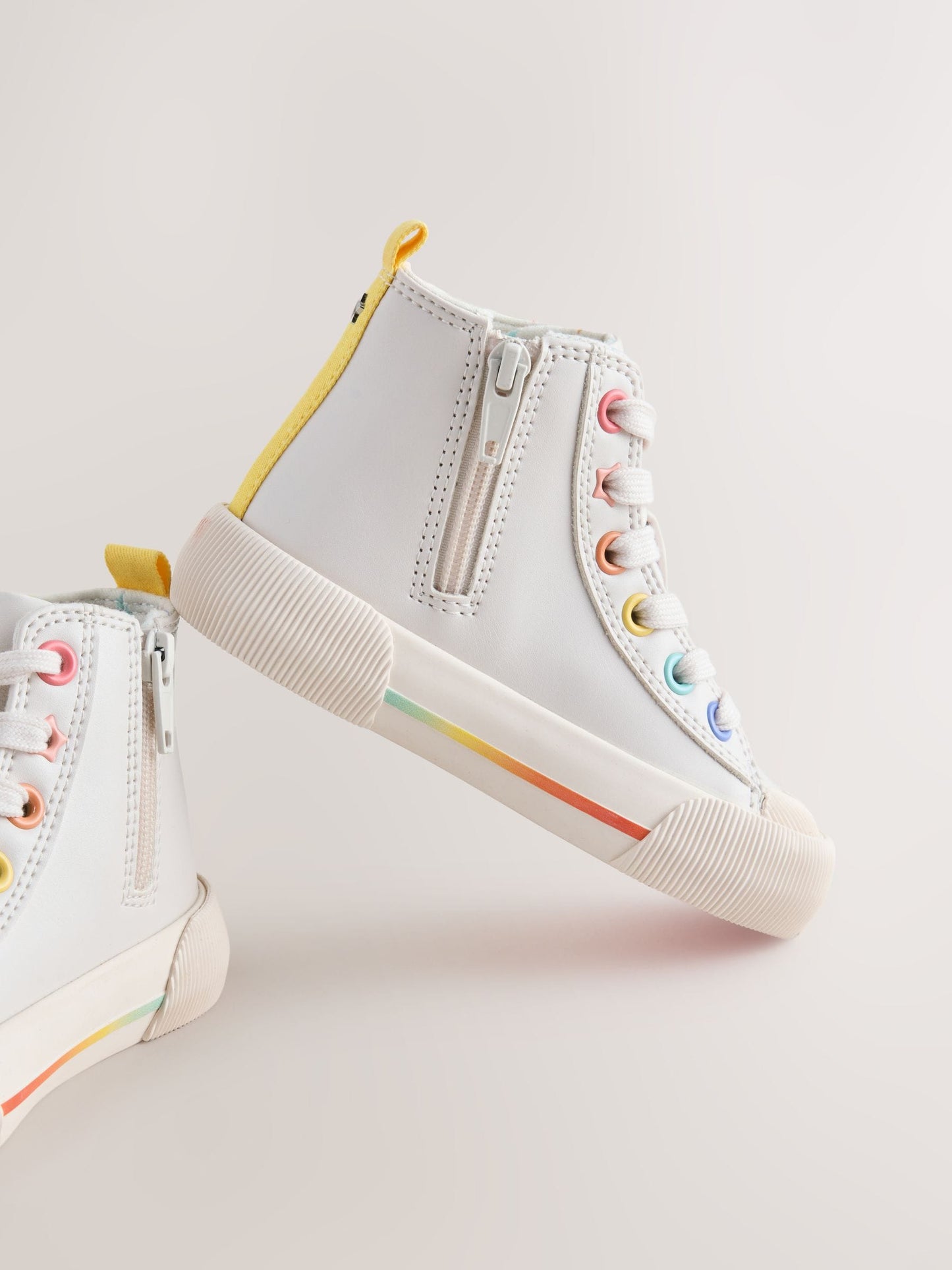 White Rainbow Standard Fit (F) High Top Trainers image 6
