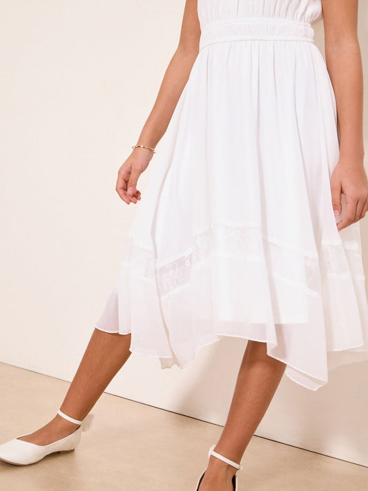 Dsiney Kidz - Lipsy White Lace Hanky Hem Occasion Dress (5-16yrs) image 2