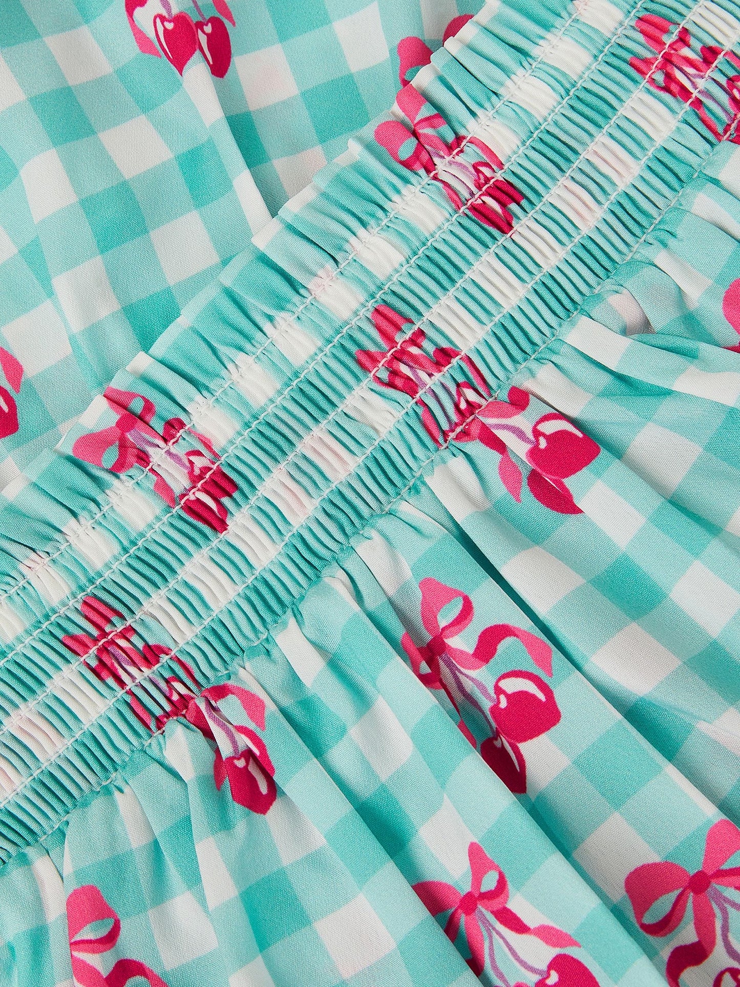 Monsoon Green Gingham Cherry Skirt Set image 3