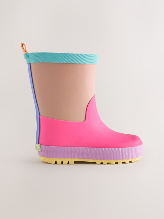Pink/Brown Colourblock Wellies image 2