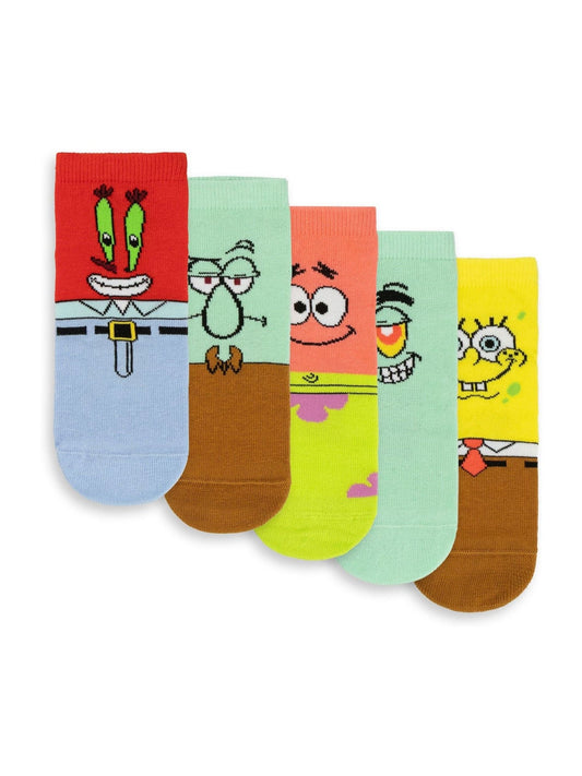 Dsiney Kidz - Vanilla Underground Multicolour SpongeBob SquarePants Calf Socks Set of 5 image 2