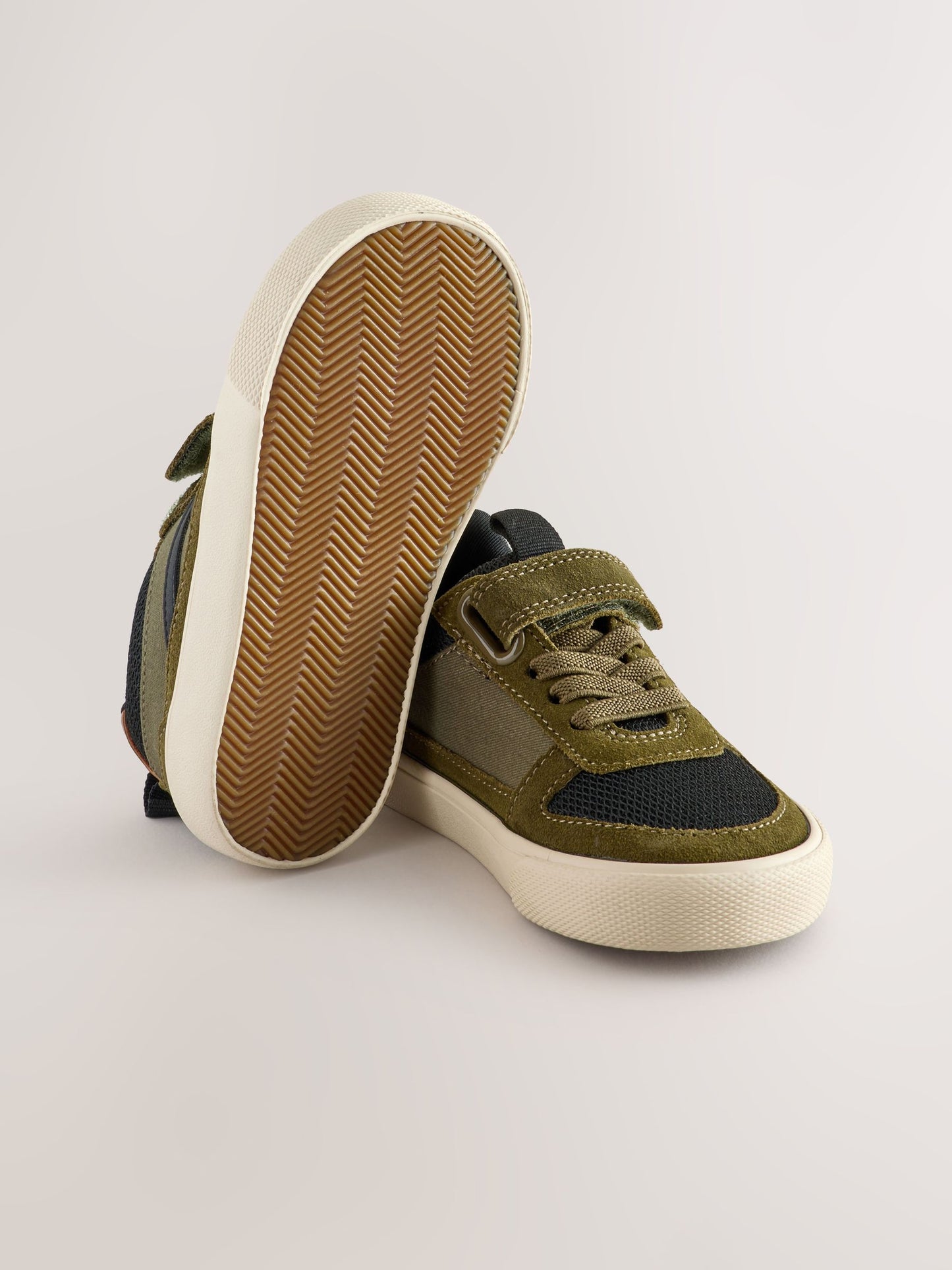 Green Standard Fit (F) Touch Fastening Elastic Lace Trainers image 5