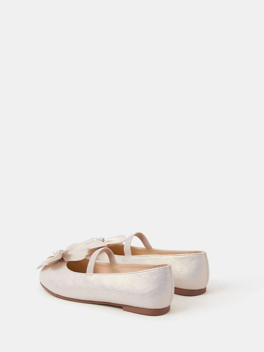 Angels By Accessorize Gold Girls Appliqué Flower Ballet Flat Shoes image 2