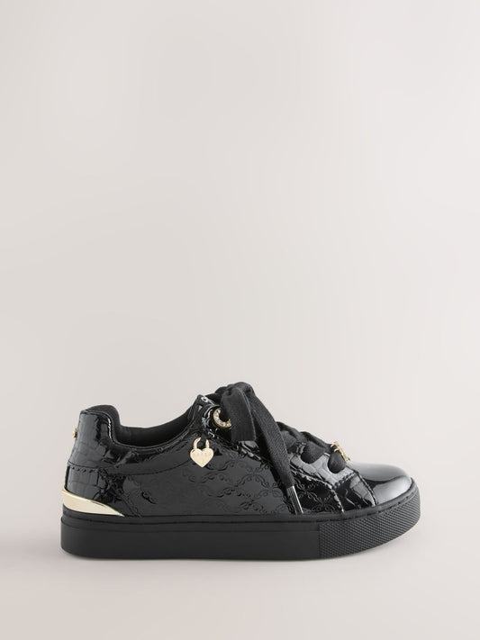 Baker by Ted Baker Back to School Patent Embossed Black Trainers image 2