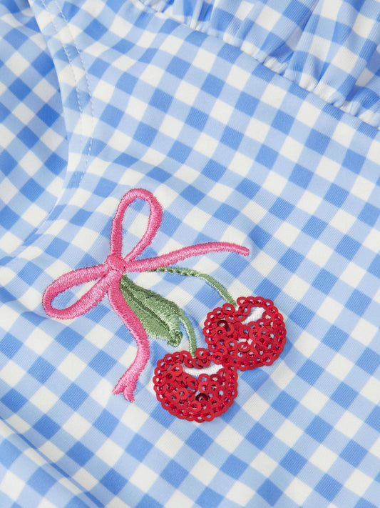 Dsiney Kidz - Angels By Accessorize Blue Girls Embellished Cherry Gingham Swimsuit image 2