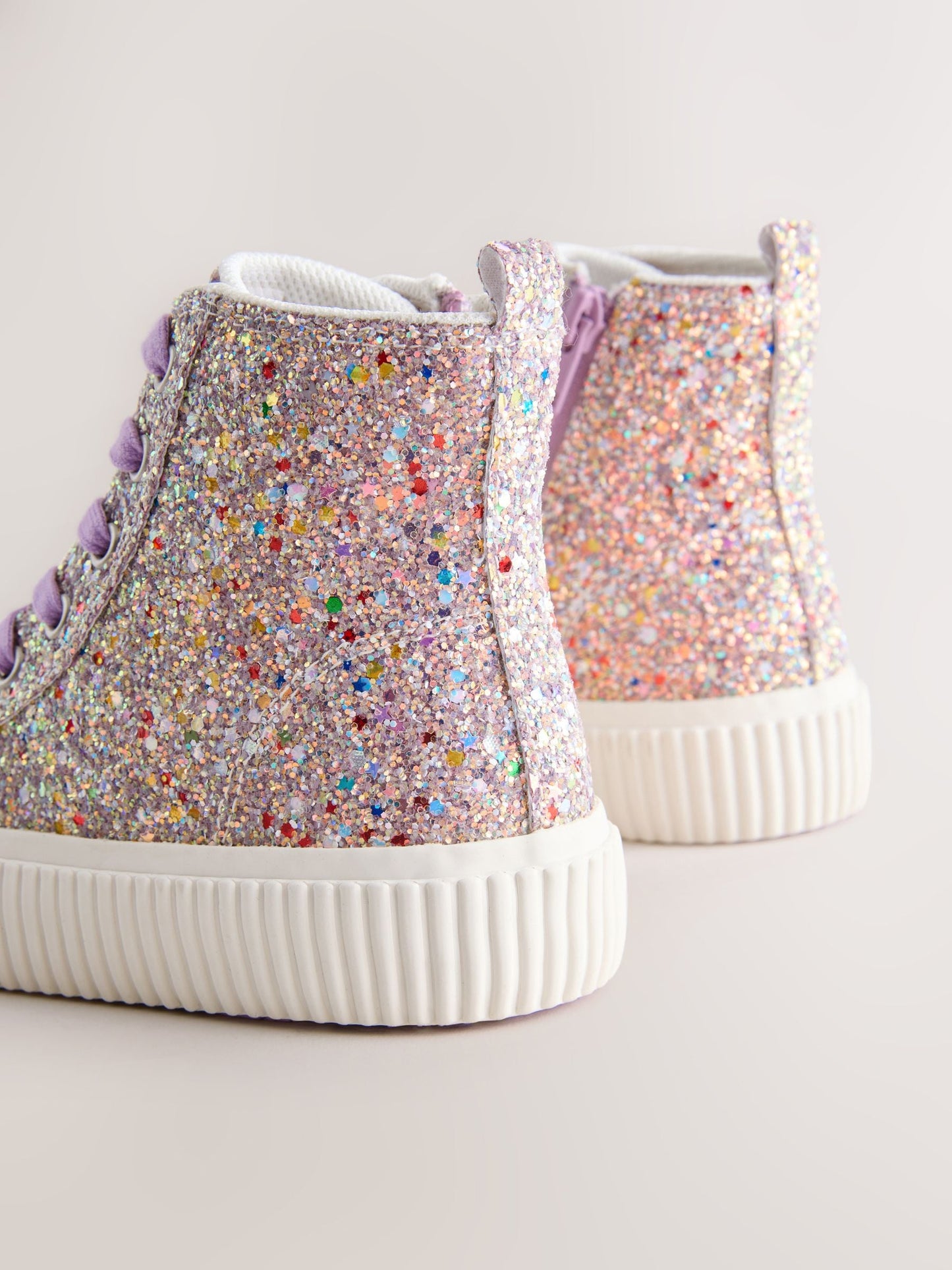 Multi Glitter Wide Fit (G) Lace Up High Top Trainers image 5