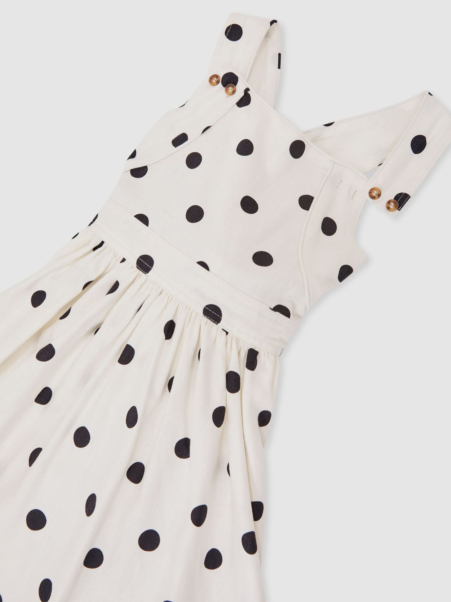 Reiss Ivory Spot Matilda 13-14 yrs Linen-Blend Polka-Dot Midi Dress image 1