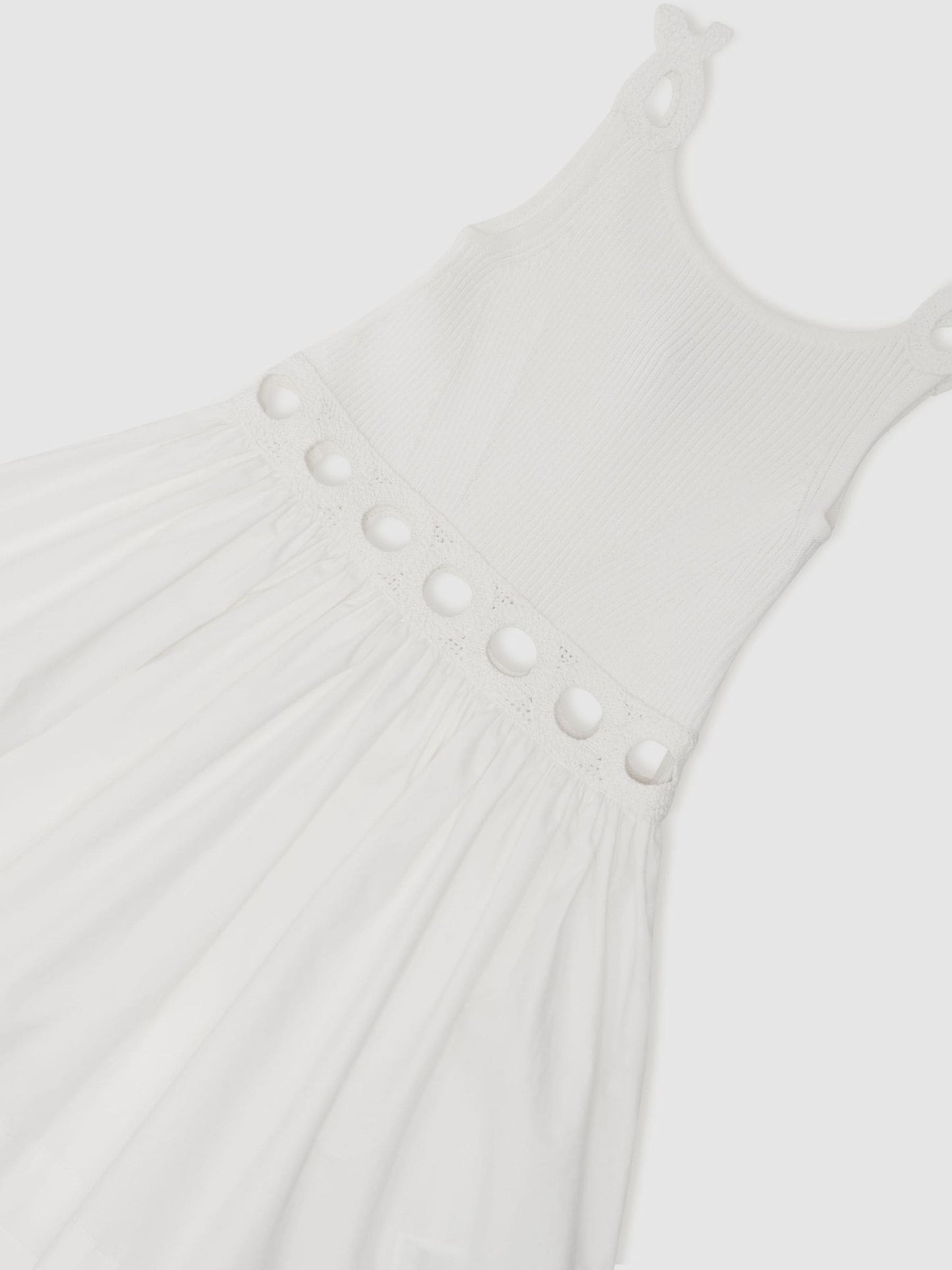 Reiss White Rita 13-14 yrs Rib-Knit Mix Cut-Out Flared Dress image 1