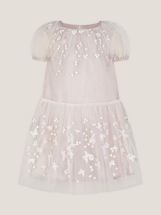 Monsoon Peach Baby Astrid Appliqué Butterfly Swing Dress image 2