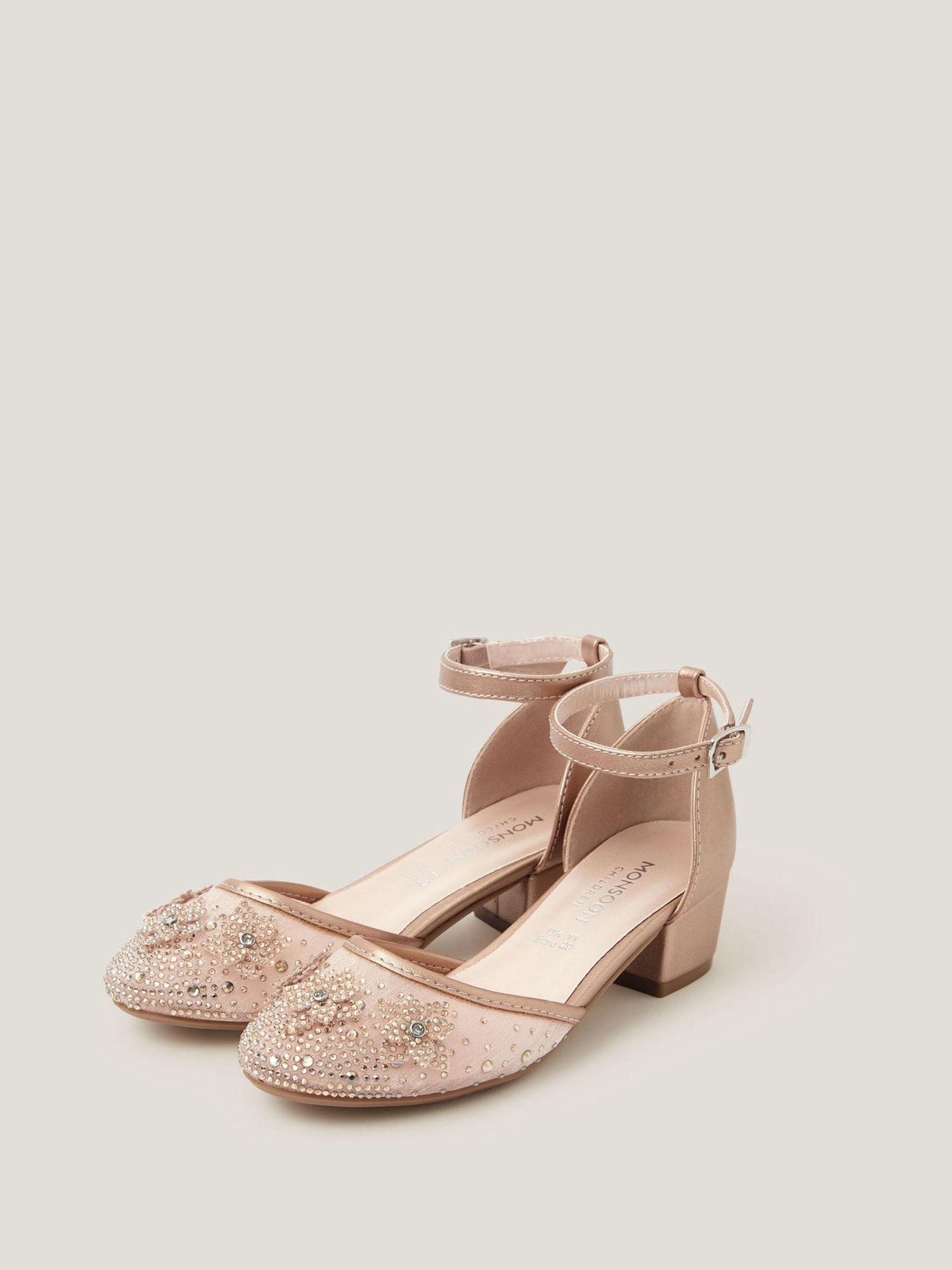 Monsoon Rose Gold Diamanté Floral Closed Toe Heels Shoes image 3