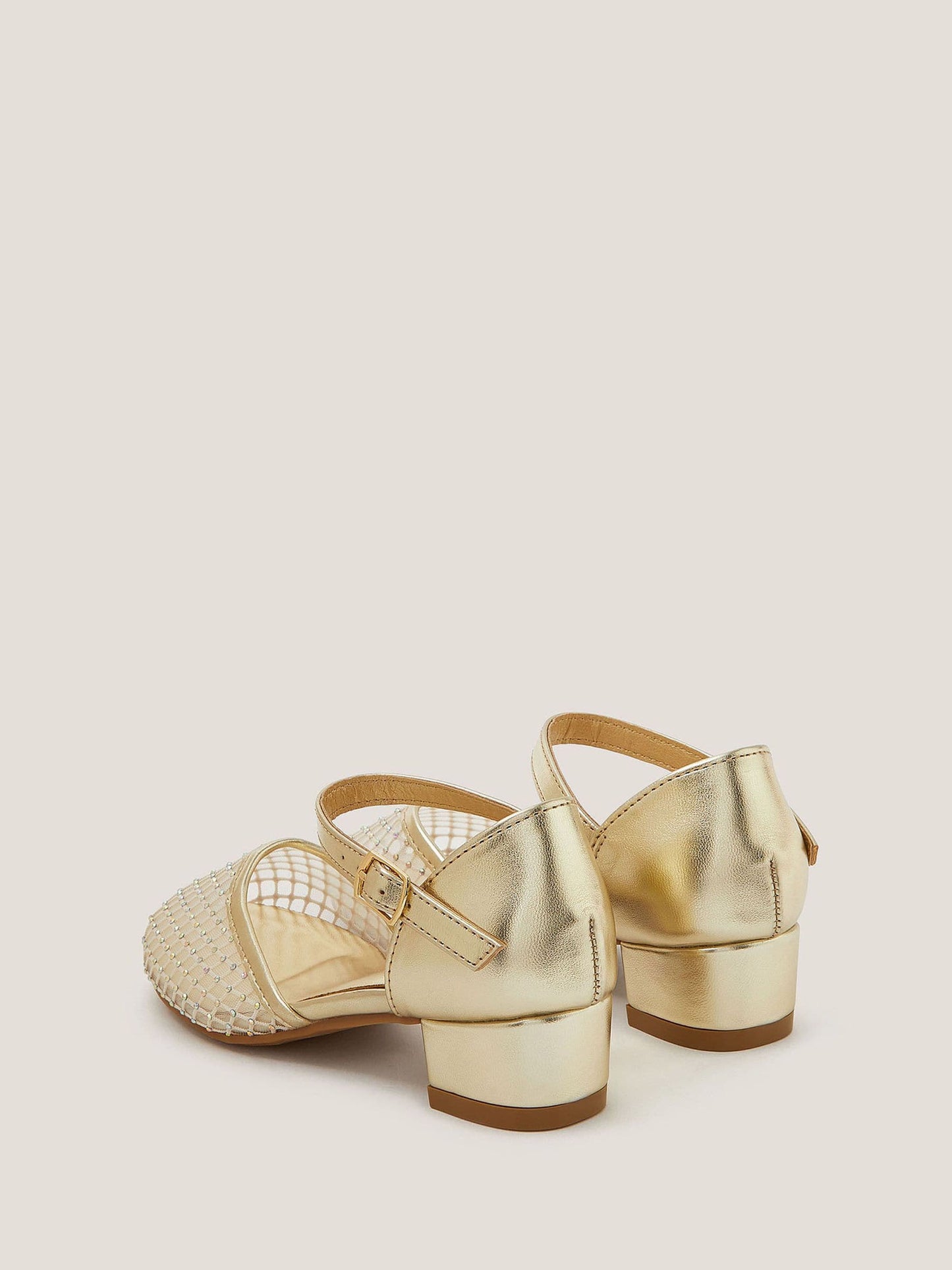 Monsoon Gold Diamanté Mesh Two Part Heels Shoes image 3