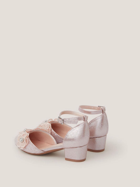 Monsoon Pink Leila Sequin Flower Two Part Heels Shoes image 2