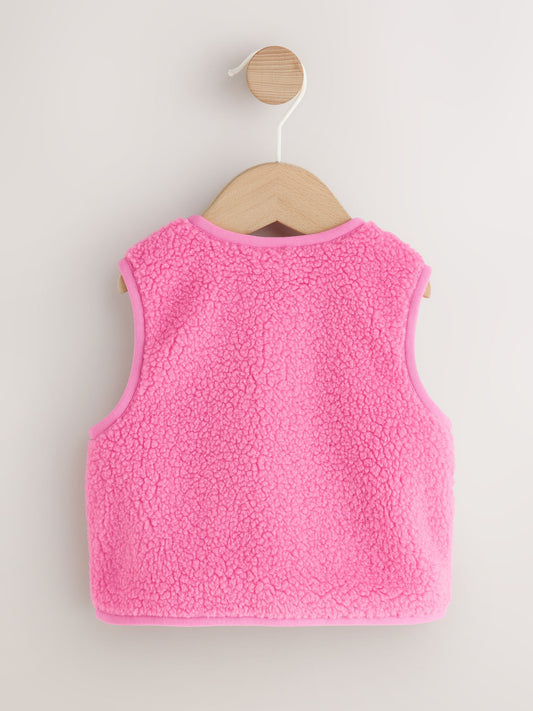 Pink Borg Baby Gilet Jacket (0mths-2yrs) - image 2