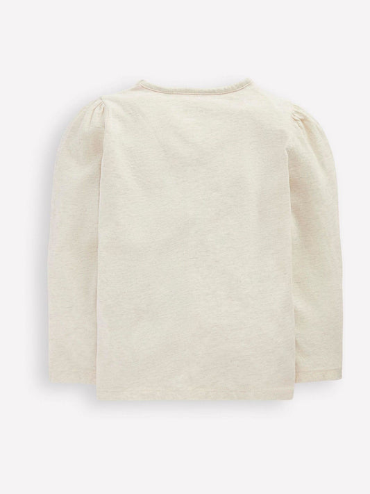 Dsiney Kidz - Boden Cream Heart Puff Sleeve Applique T-Shirt image 2