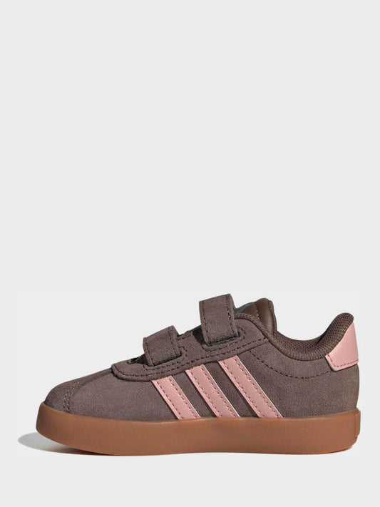 adidas Brown/Pink VL Court 3.0 Hook and Loop Infant Trainers image 2