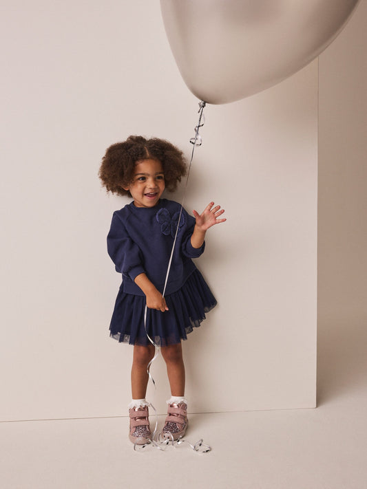 Dsiney Kidz - Navy Bow Long Sleeve Sweat Dress (3mths-7yrs) image 2