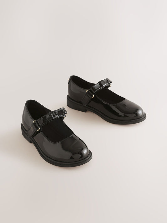 Black Patent Interchangable Strap Mary Jane School Shoes image 2