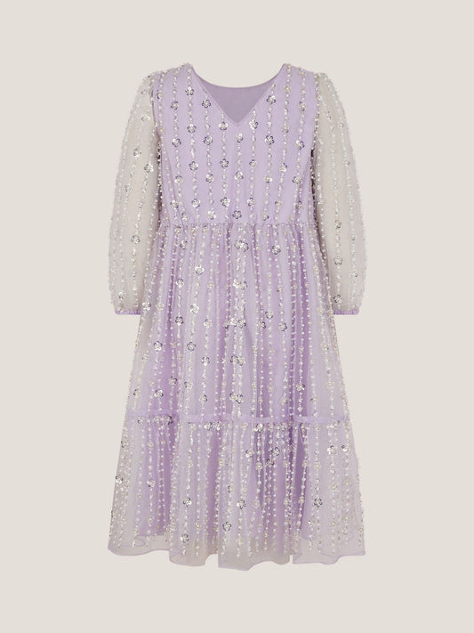 Monsoon Purple Colette Pearl Long Sleeve Party Dress image 2