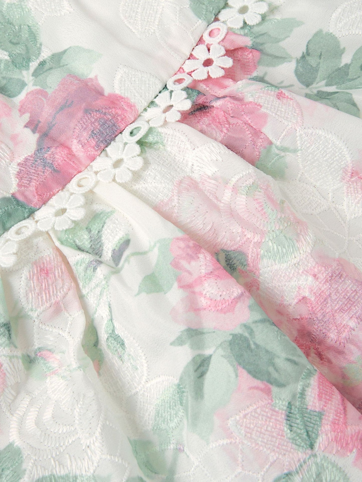 Monsoon Pink Viola Rose Print Broderie Trim Dress image 4