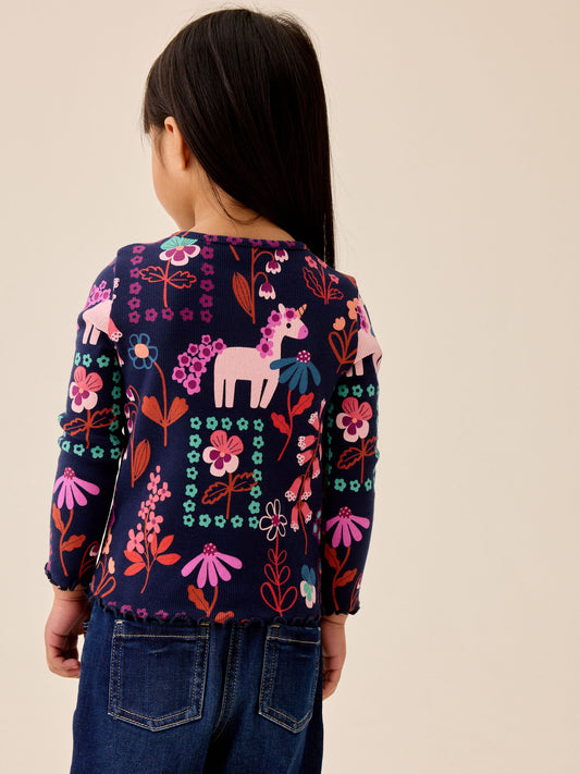 Dsiney Kidz - Navy Unicorn Rib Long Sleeve T-Shirt (3mths-7yrs) image 2