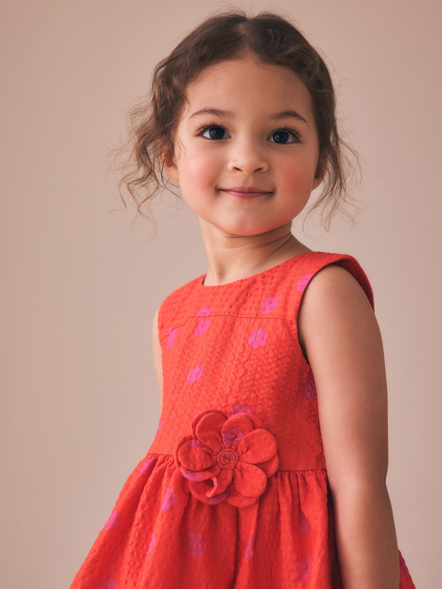 Orange & Pink Spot Corsarge Occasion Dress (3mths-8yrs) image 4